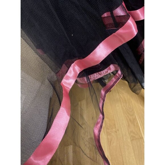 Vintage Cache Y2K 90s Black Mesh Pink Whimsigoth Fairy Asymmetrical Dress Sz 12 - Picture 10 of 10